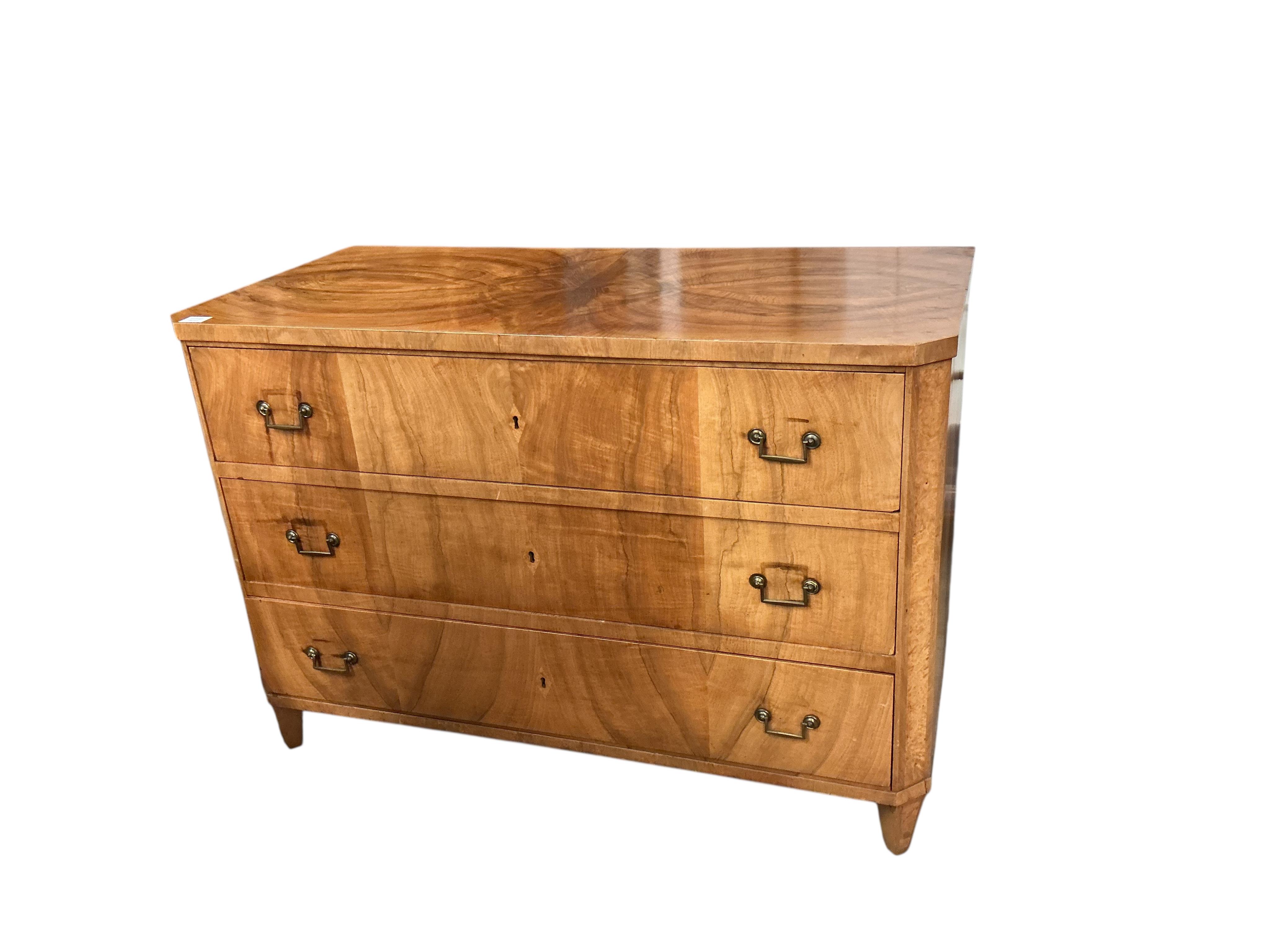 A 19th century Swedish walnut commode, width 122cm, depth 59cm, height 84cm